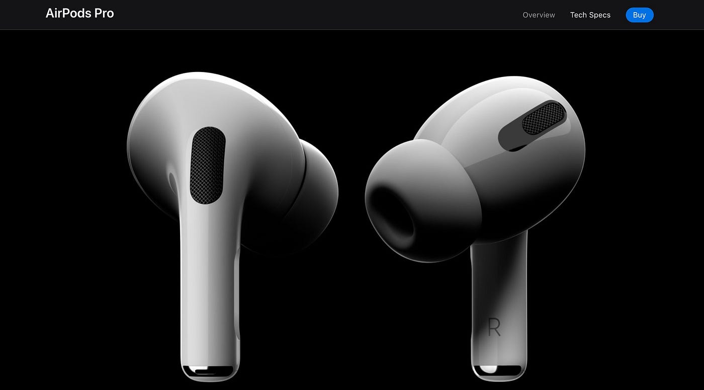 Apple designs an interactive product landing page for the Airpods Pro 💎 |  by Nicolas Jacques | Naker | Medium
