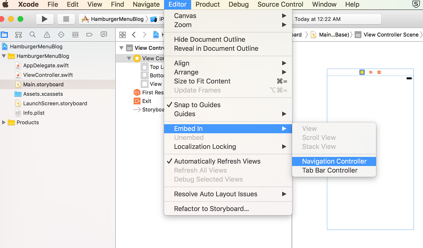 Making a Hamburger (slideout) Menu in Swift 3 by Erica Millado Yay