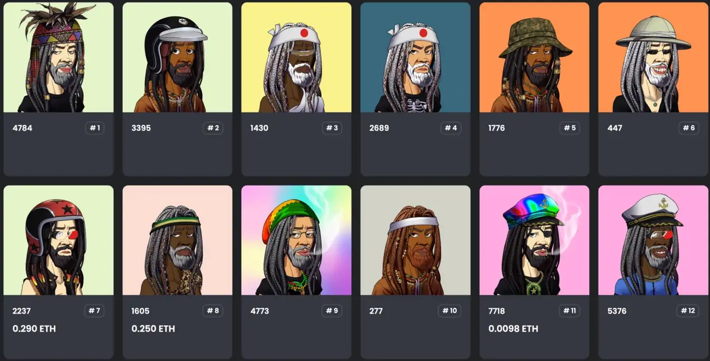 Rasta Beach Club NFT collection rarity listing OpenSea