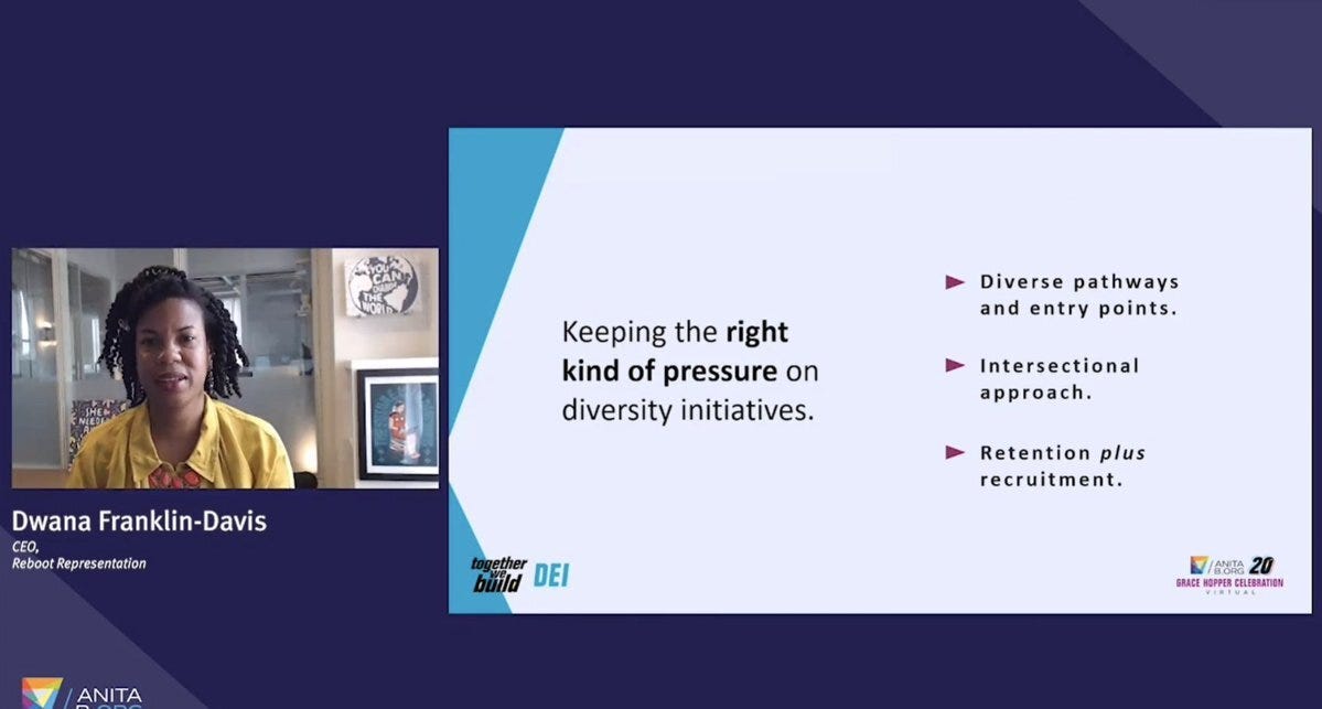 A screenshot from Dwana Franklin-Davis’s virtual Grace Hopper presentation.