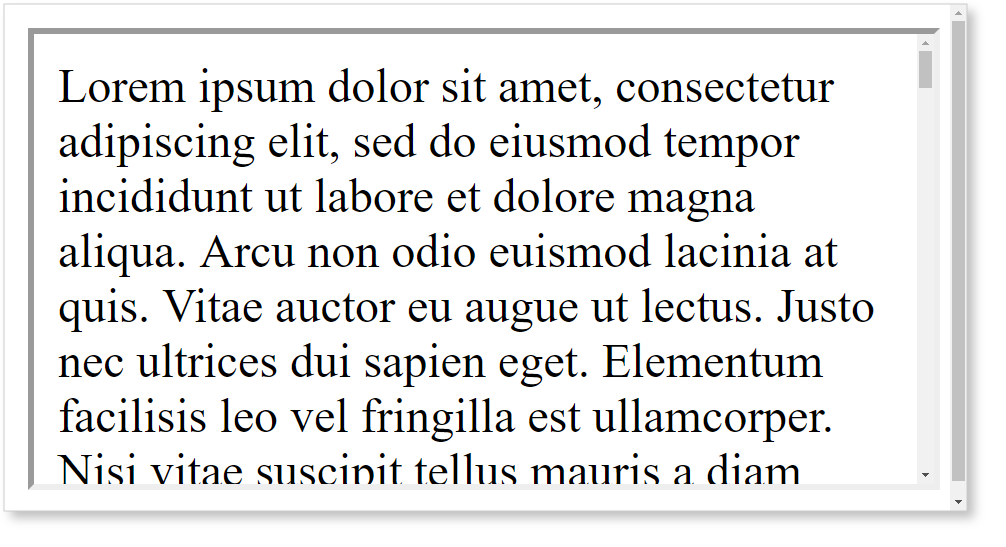 An iframe with a scrollbar within a browser viewport with a scrollbar.