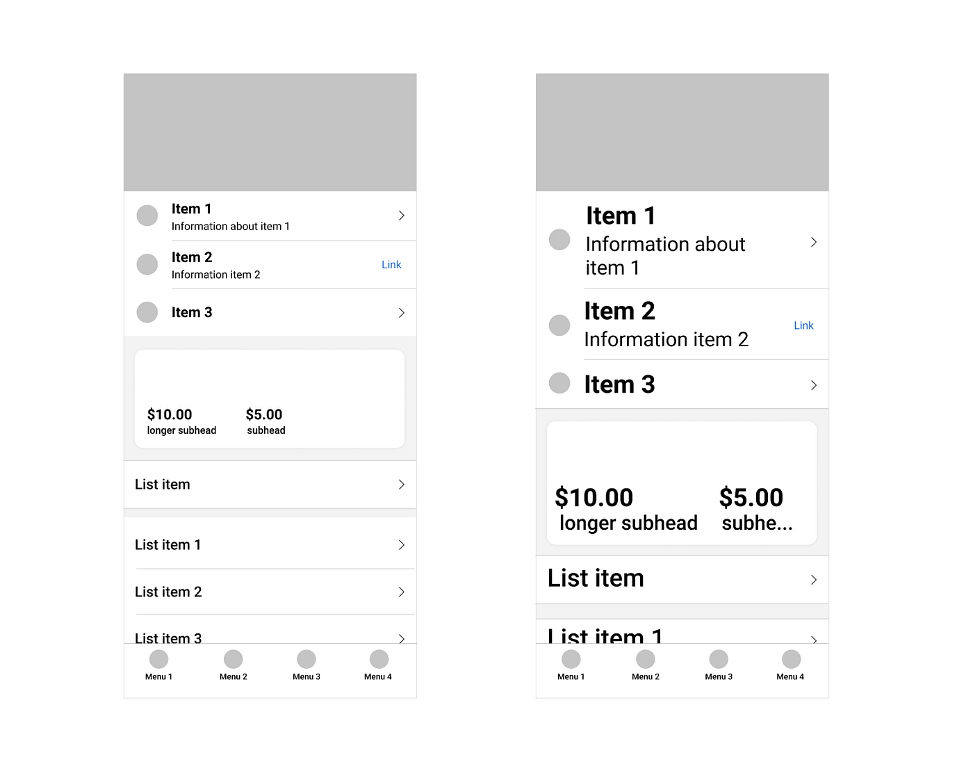 Screenshot of text resizing in shopping app