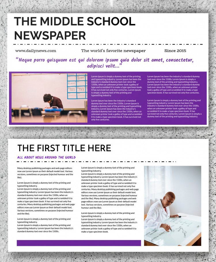 middle school free newspaper template