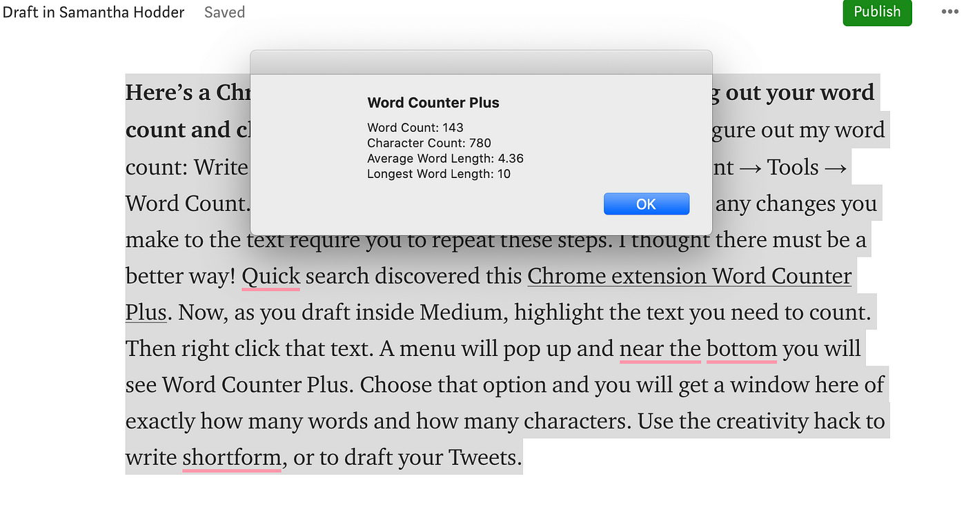 Here S A Chrome Extension One Click Solution To Figuring Out Your Word Count And Character Count I Caught Myself Doing This To Figure Out My Word Count Write In Medium Copy Text