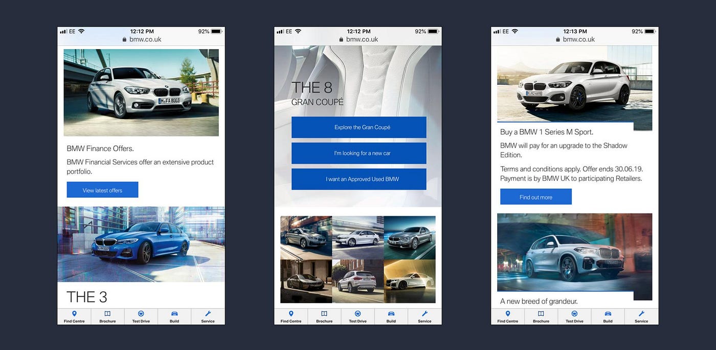 BMWs mobile website.