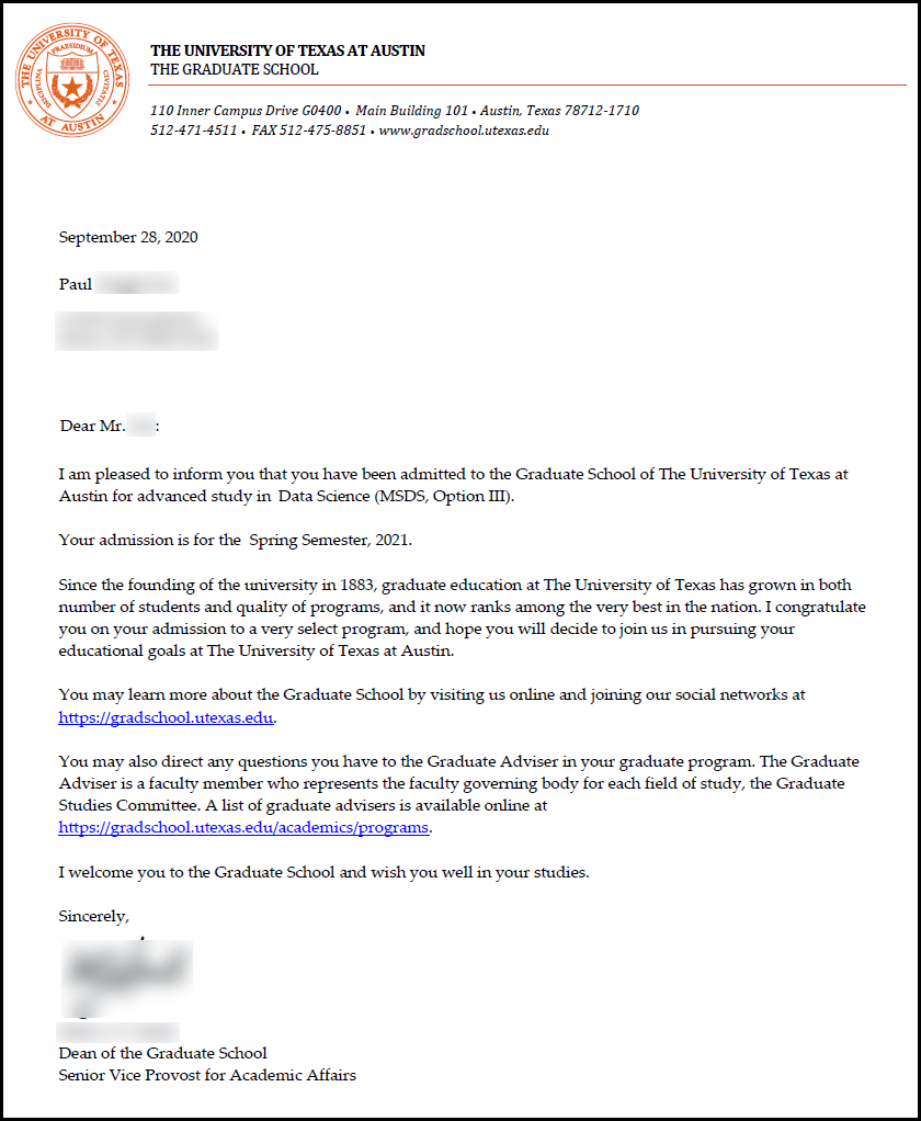 UT Austin Data Science Acceptance Rate