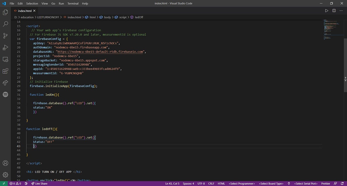 Turn ON/OFF a LED from a HTML web site Using Firebase | by Senura Vihan ...
