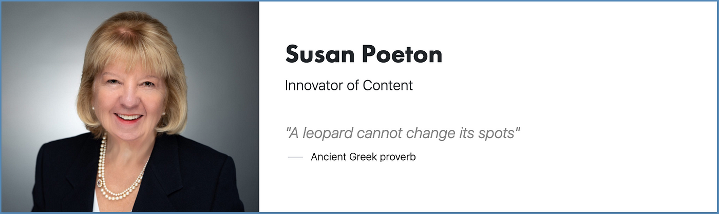 Susan Poeton — Innovator of Content