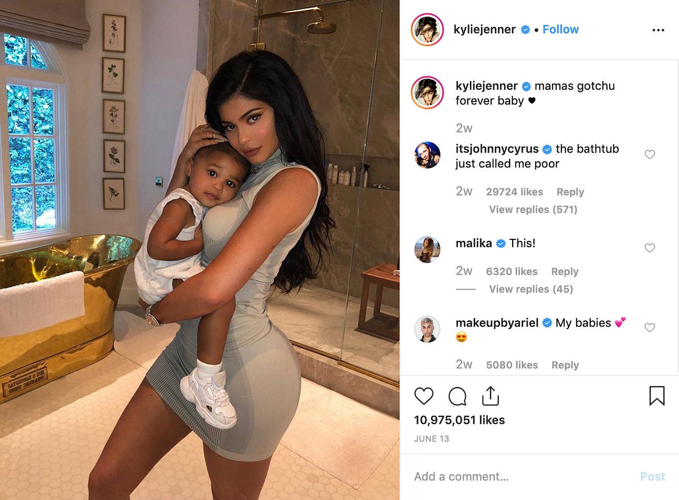 The most liked Instagram post of 2019 June is this one from Kylie Jenner.