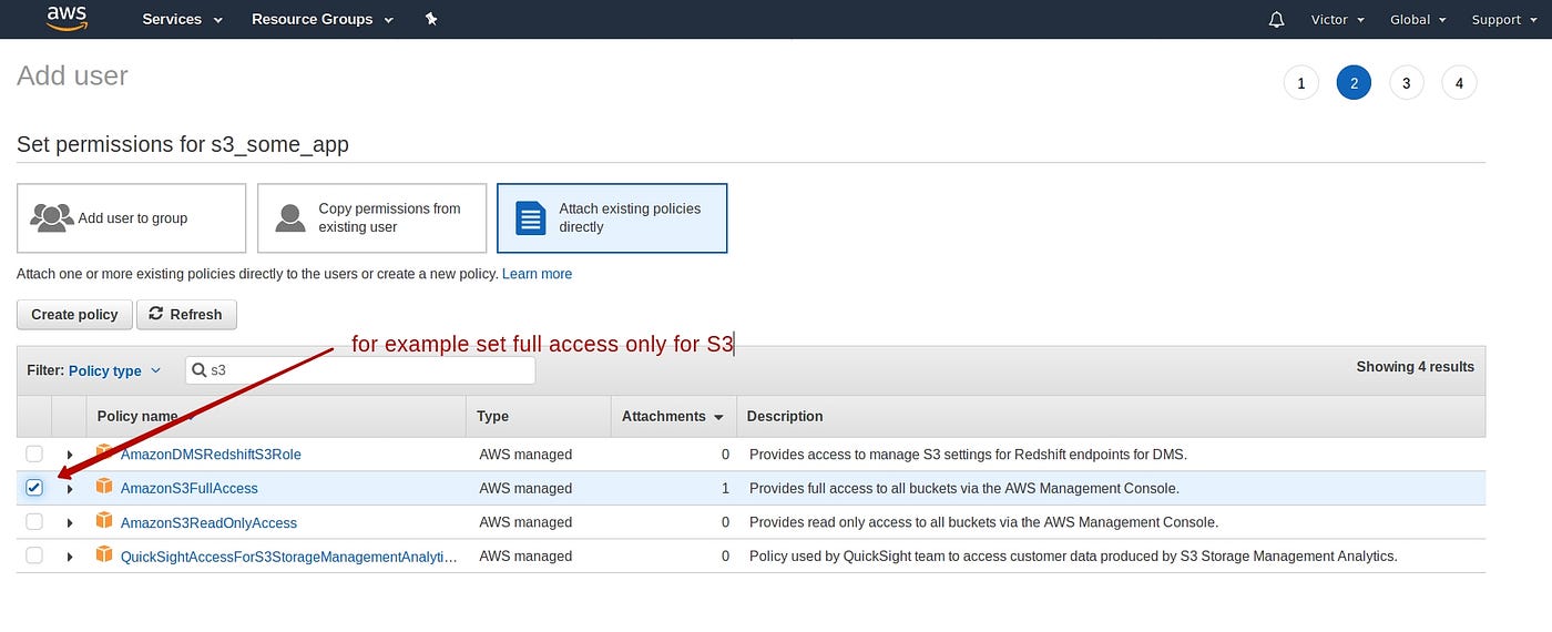 How to create AWS restricted credentials (example for s3) by Victor