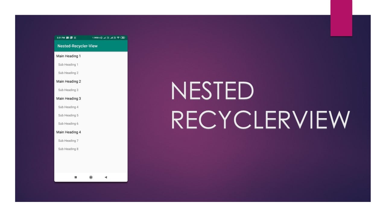 Android Nested RecyclerView Tutorial Kotlin | by kunal pandey | Medium