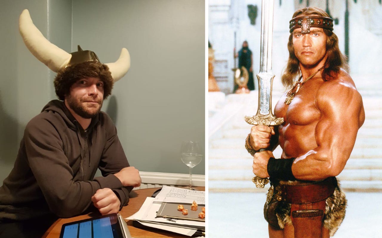 the author comparing himself to Conan the barbarian