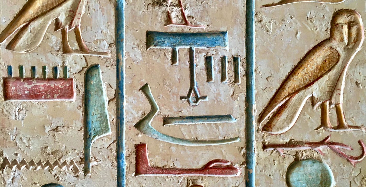 Rows of Ancient Egyptian Hieroglyphs
