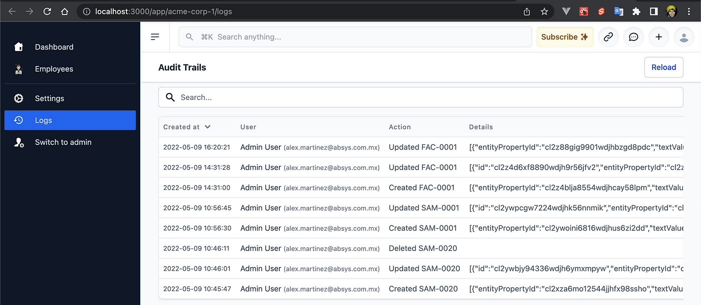 Logs/Audit Trails