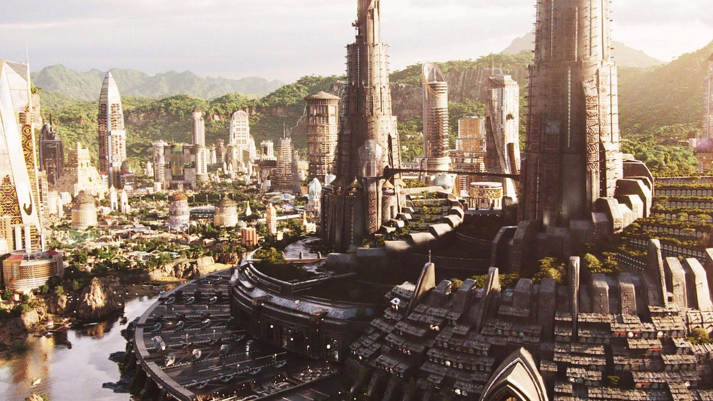 Illustration of the Afrofuturestic city in Wakanda