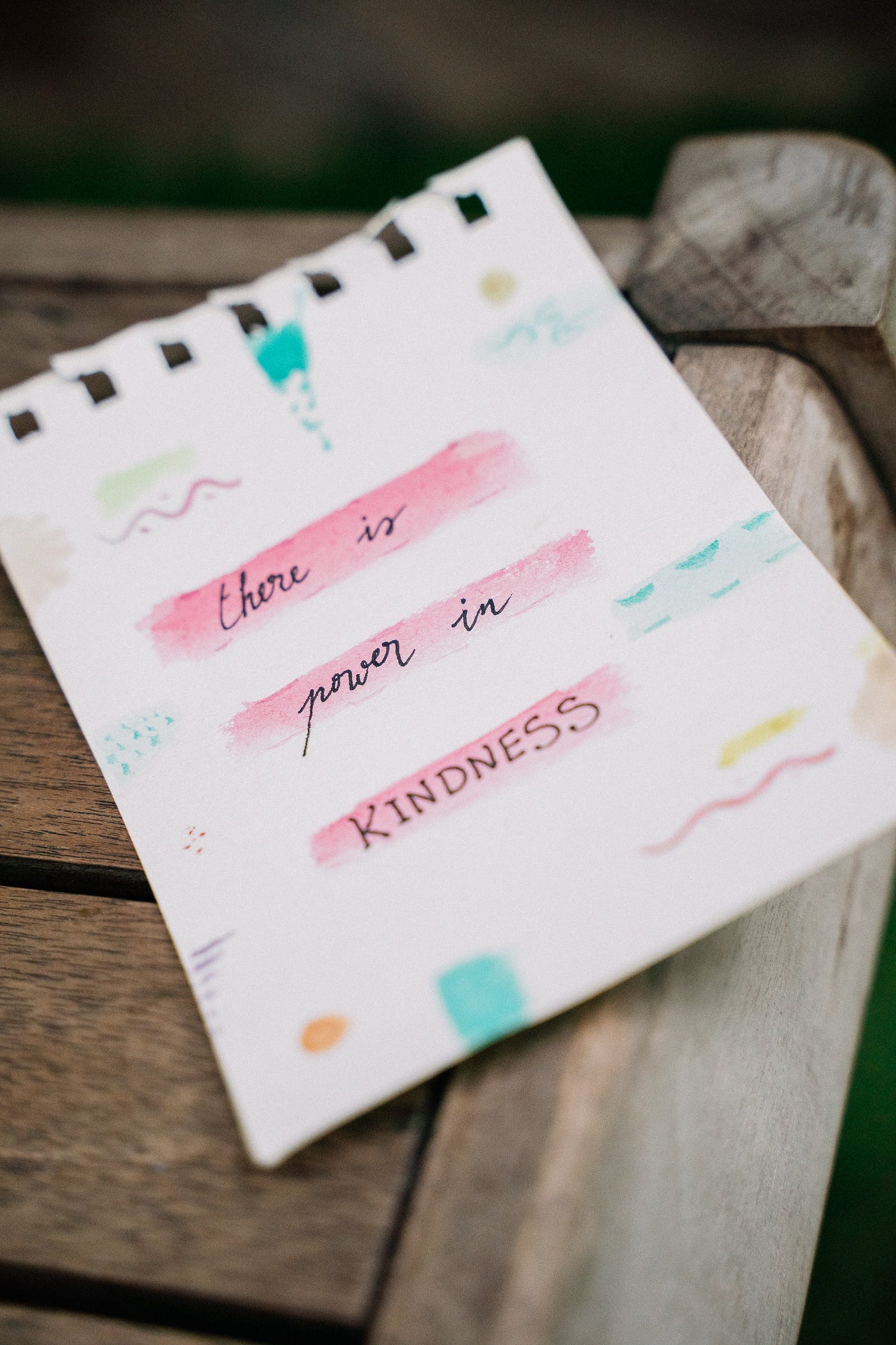 There is power in kindness message on paper.
