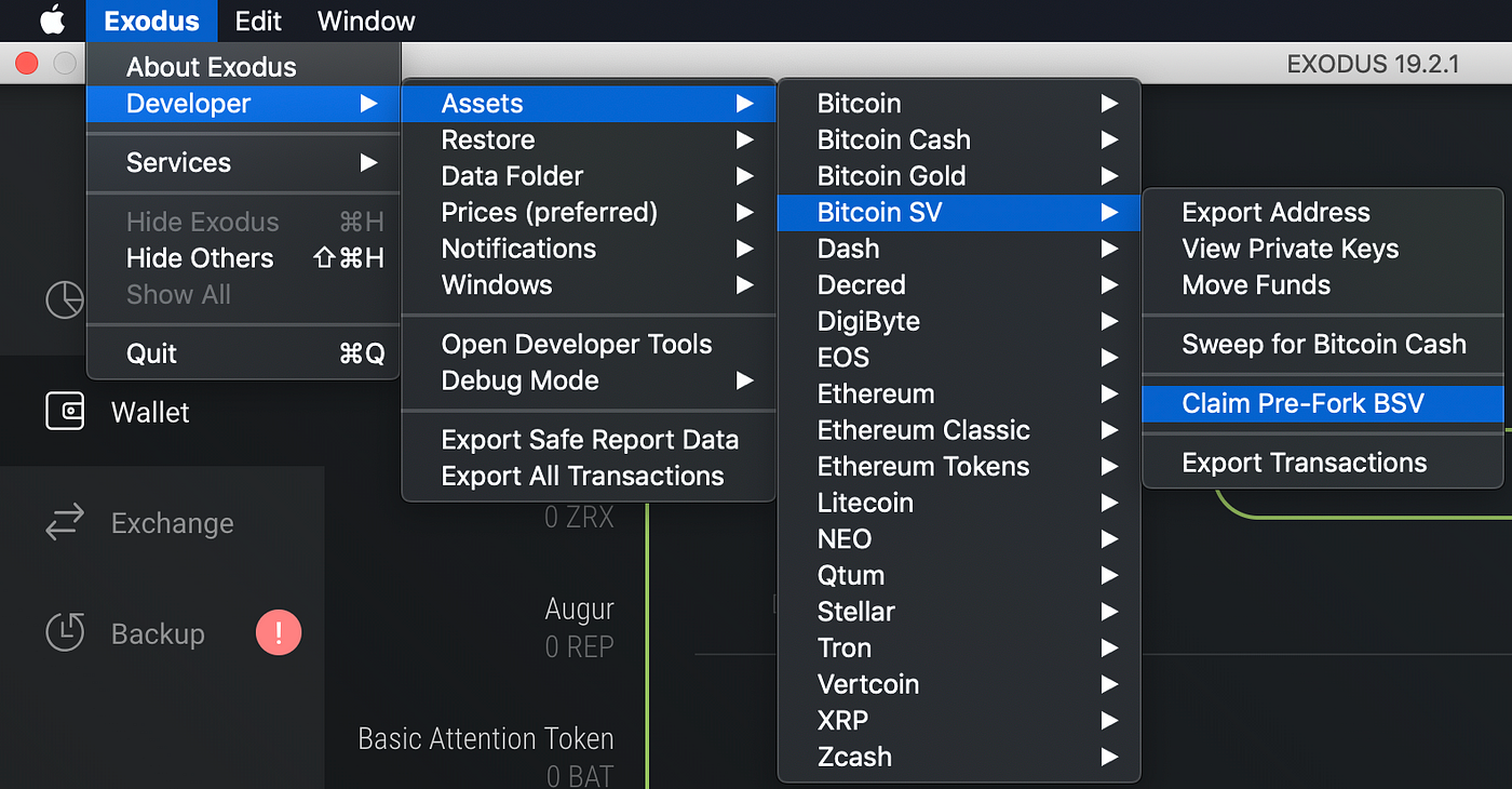 How To Split Your Bch And Bsv Coins Using Exodus Without Exposing - 