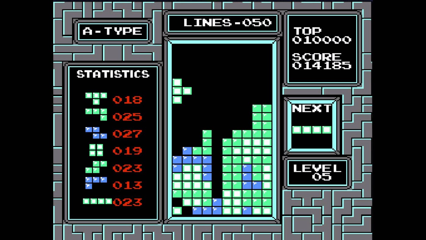 Early ScreenCap of Tetris' Gameplay.