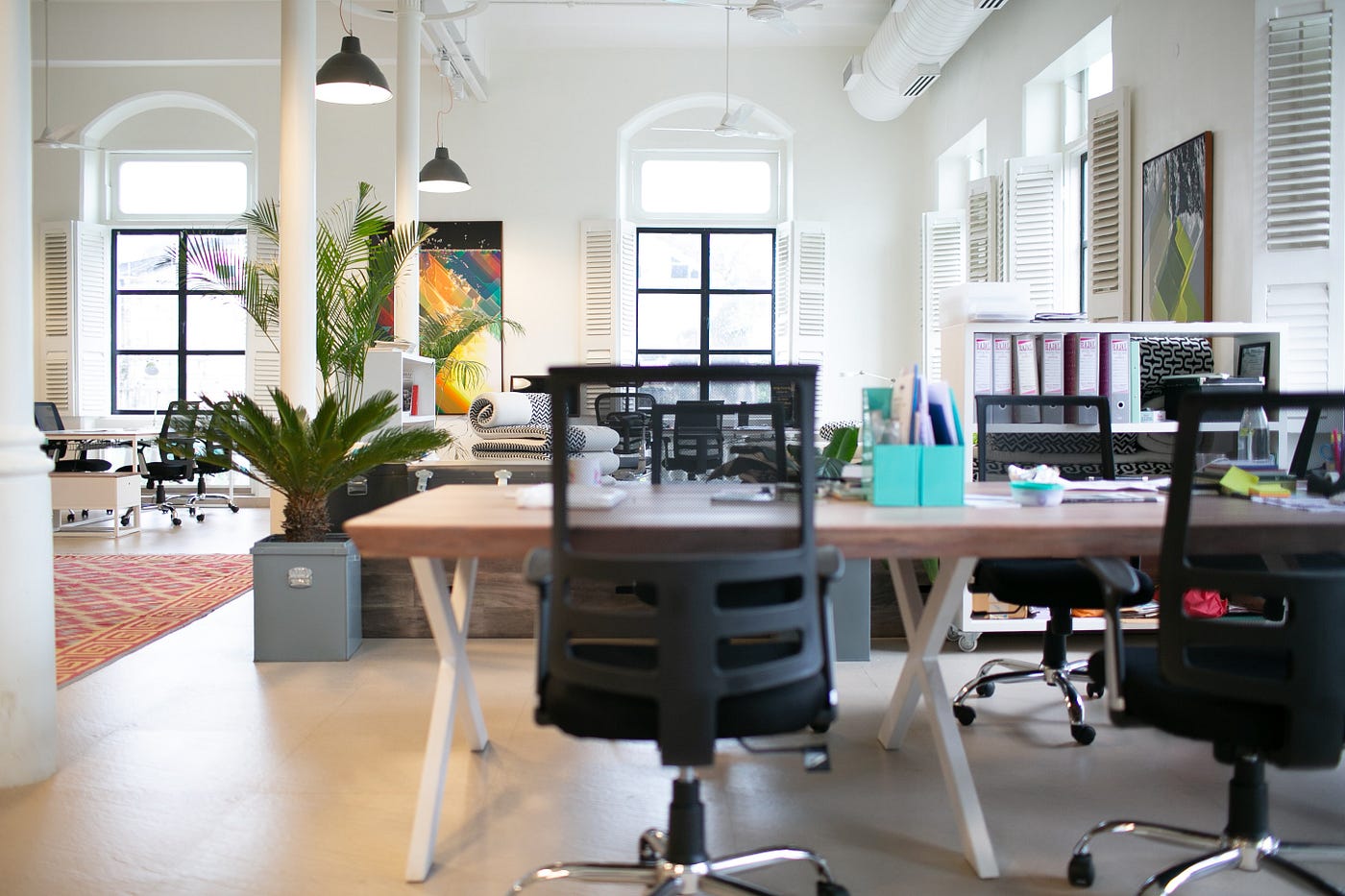 Empty open office space with modern decor