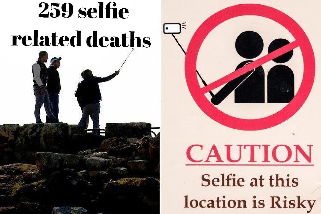 259 selfie related deaths. Okay what the hell is going on in this… by