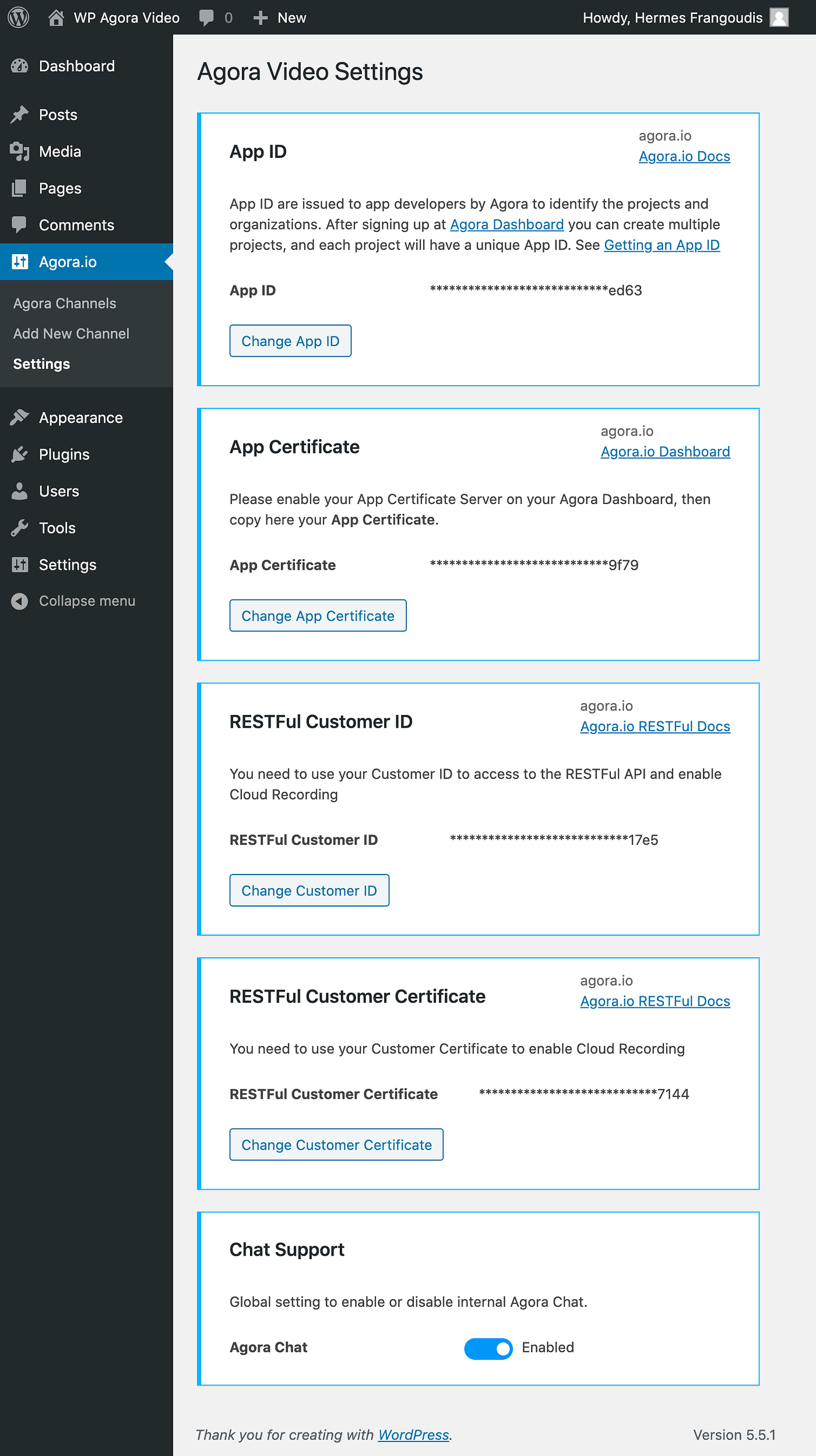 Fully configured settings page fully completed advanced setup