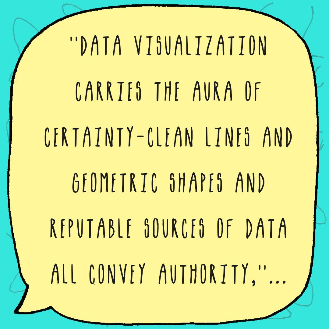 Data visualistations carry an aura of certainty in their design and reputable sources of data all convey authority…