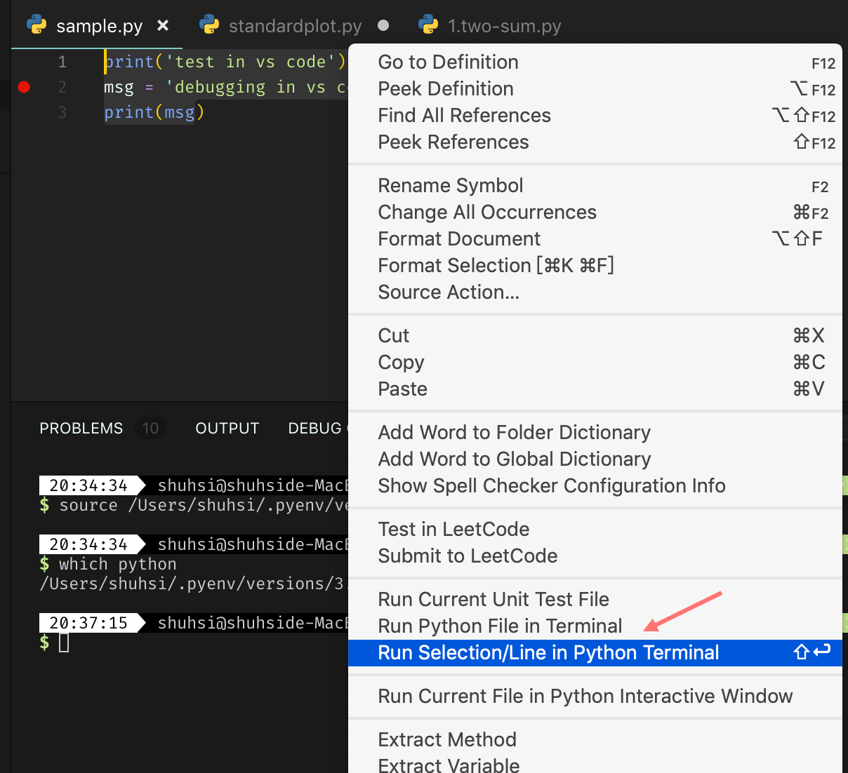 How to run code in python mac shift enter - spinopm