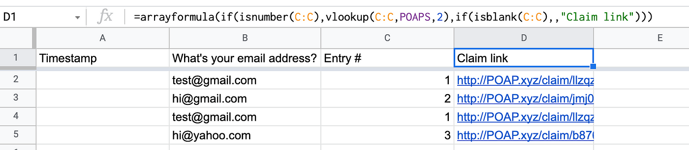 The second array formula