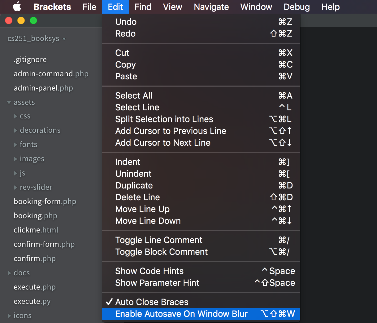 Enable AutoSave (on lost focus) on Atom, Brackets, Sublime, PhpStorm