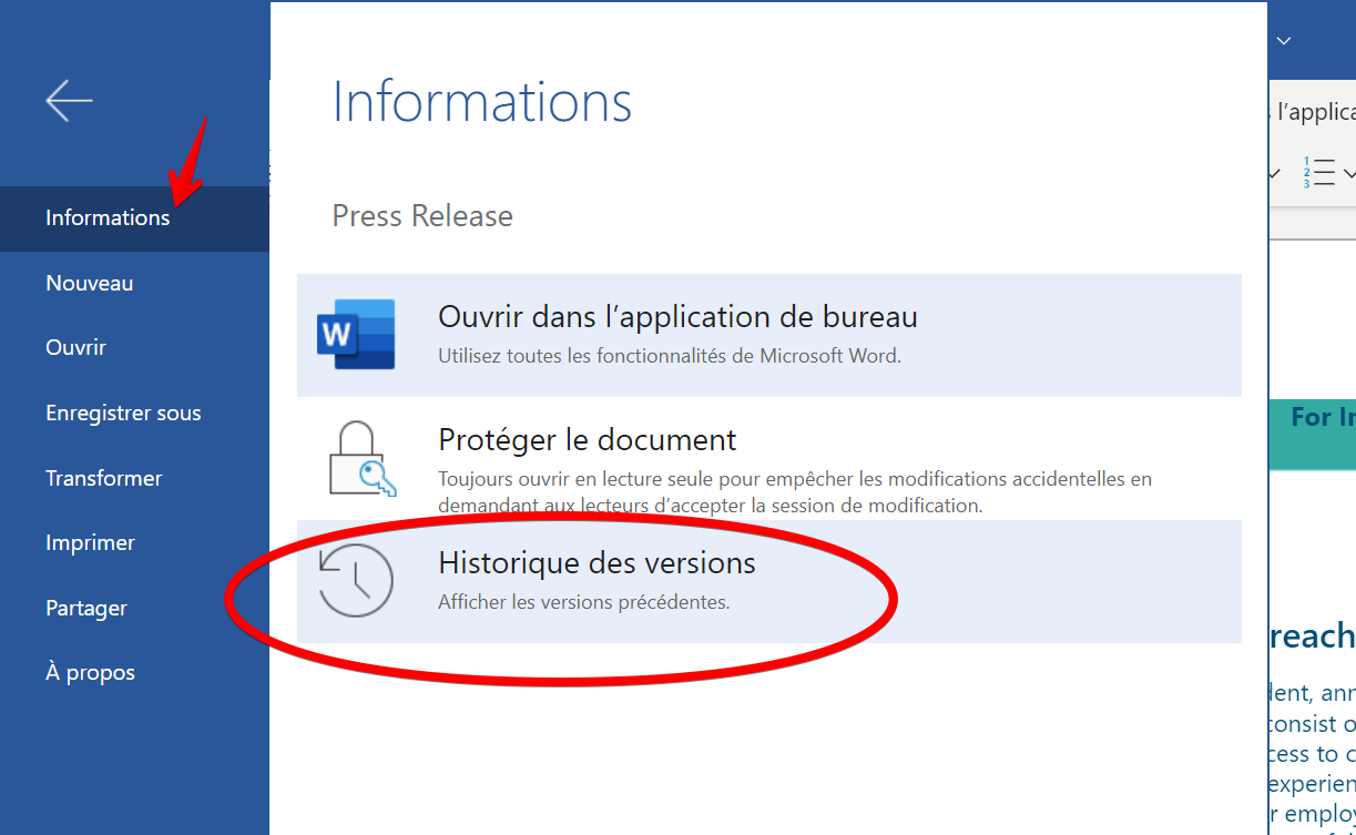 Comment récupérer un document modifié ou effacé par erreur dans