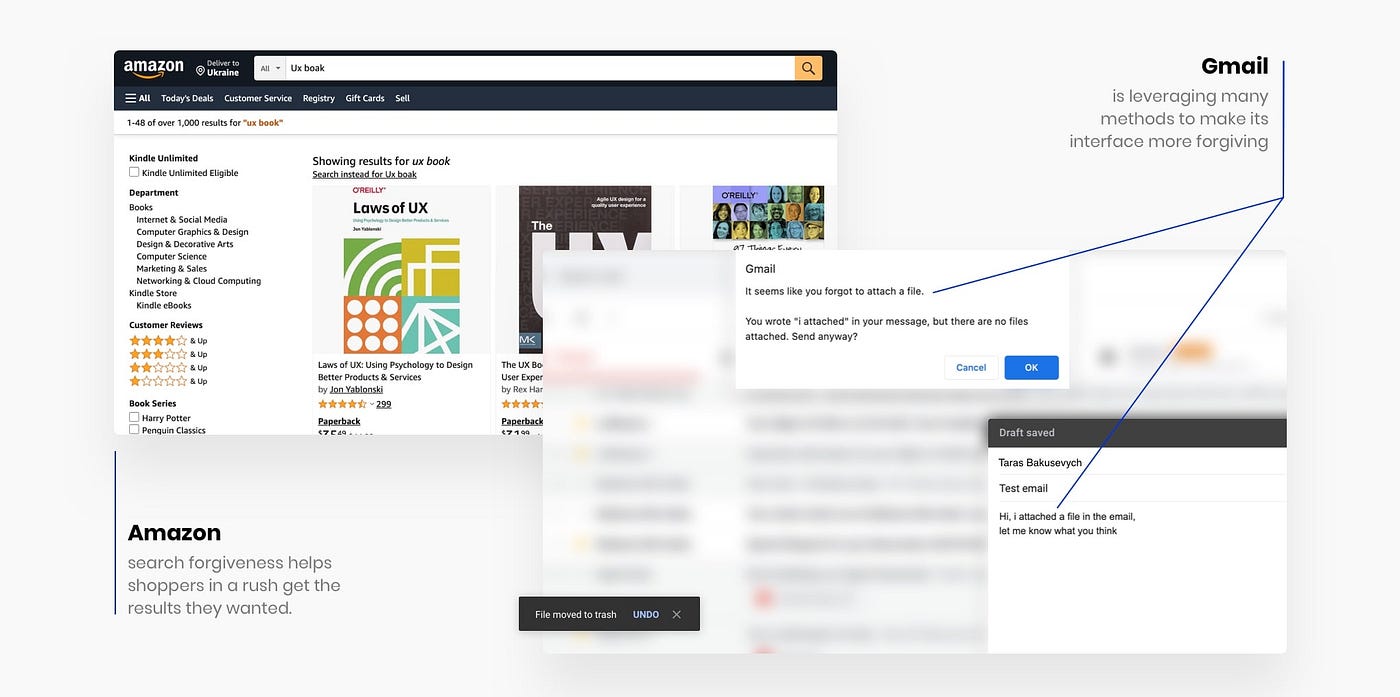 Amazon and Gmail user interface screenshots