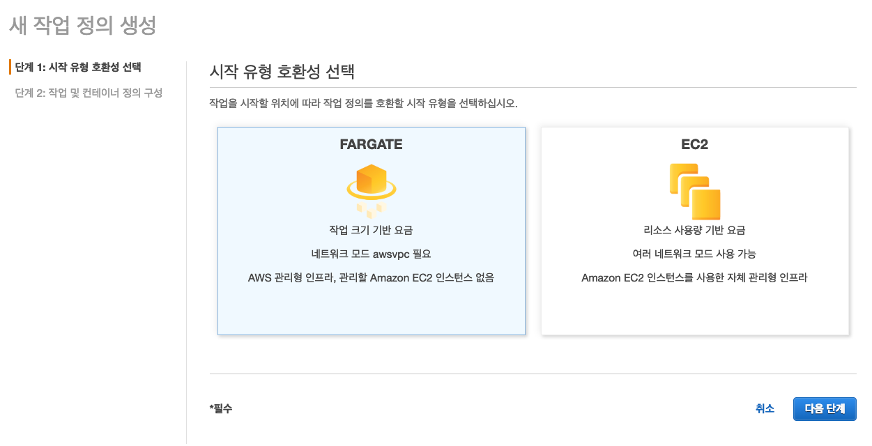AWS Fargate와 Docker를 활용한 Auto Scale Serverless 개발하기 AWS ECS 작업 정의하기