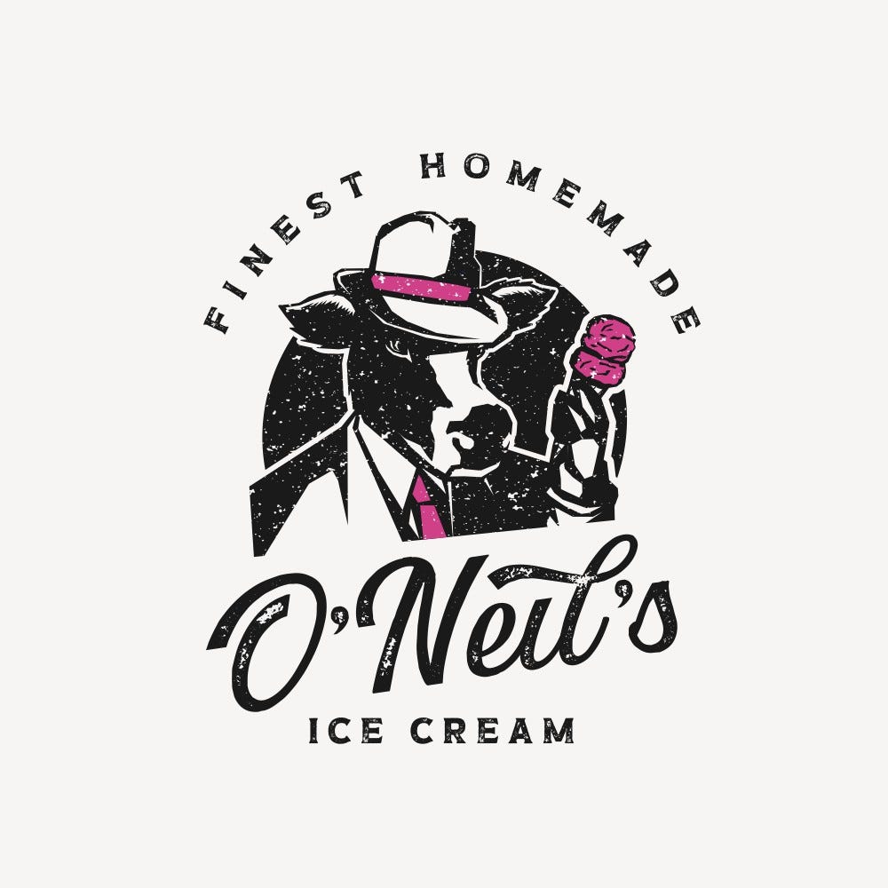 A logo for O'Neil's Ice Cream.