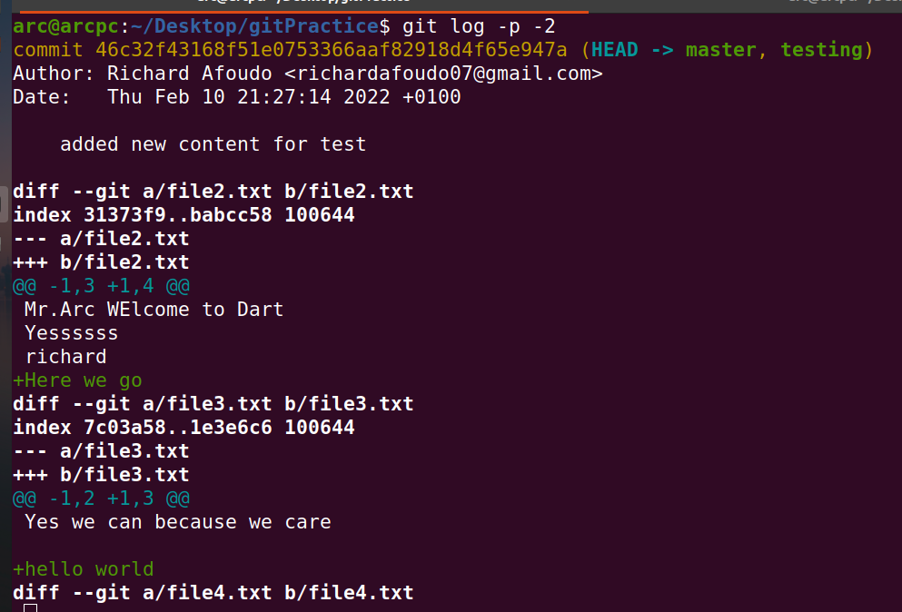 Git (viewing the commit history). After you have recorded or committed ...