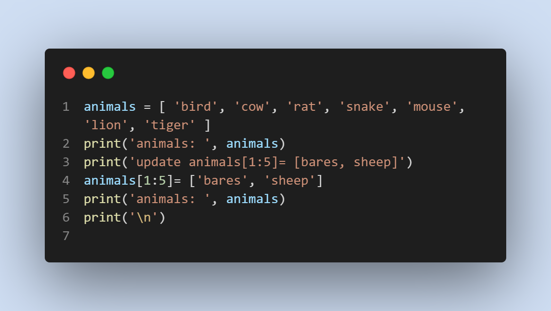 Update Python List Example: Output: Example: Output: There are 3 ...