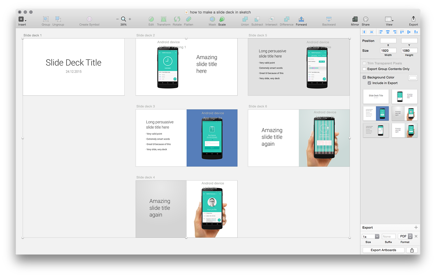 Create and maintain a Slide Deck from within your Sketch file by