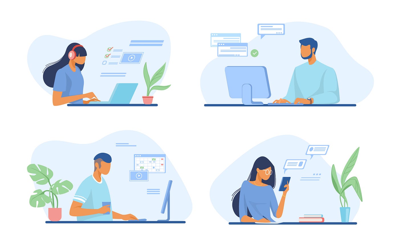 people working online