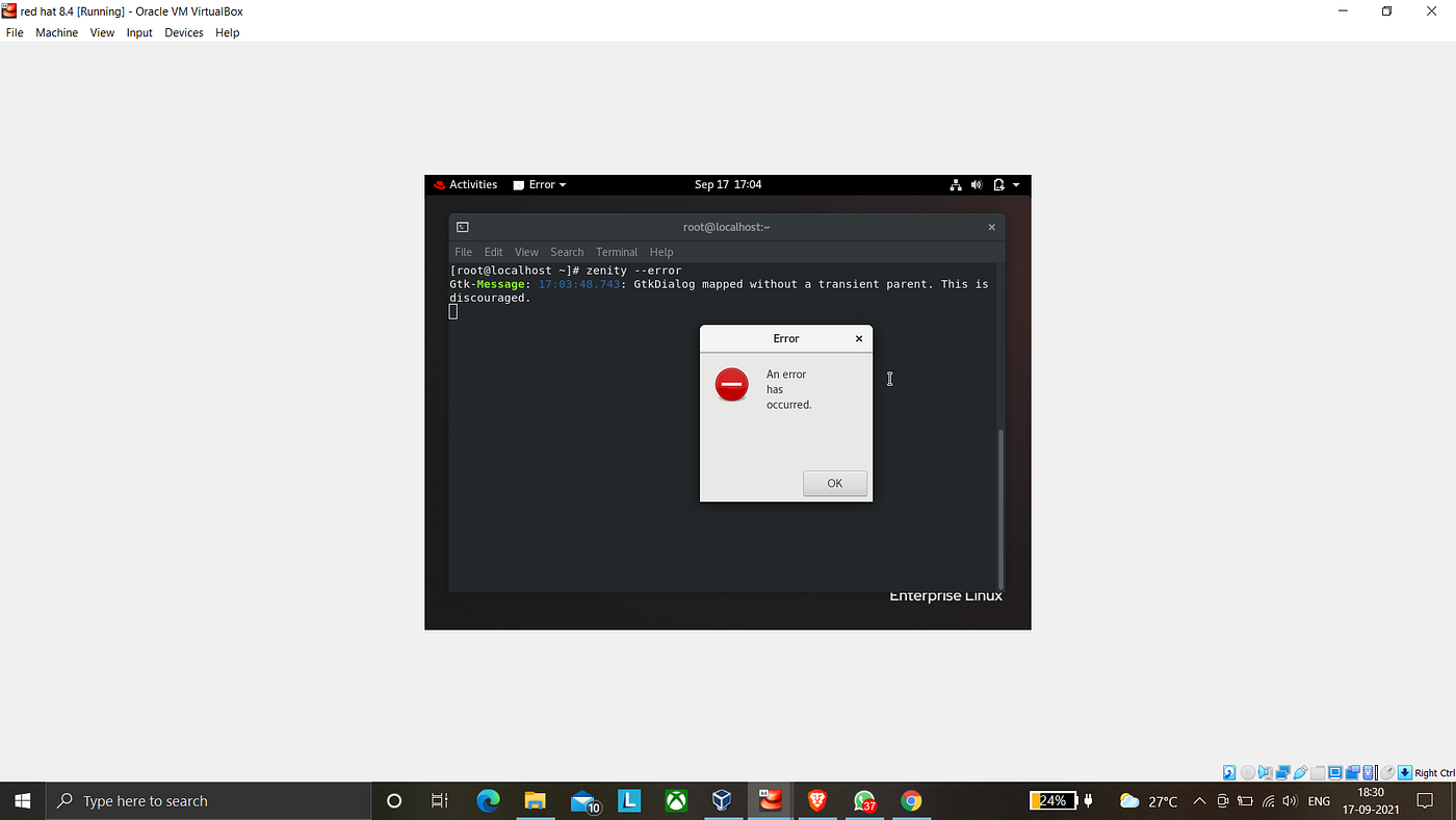 Zenity Linux Command and Its Various Dialog Box. by Tousif Inamdar