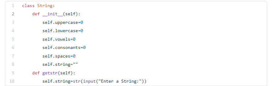 write a python program to accept a string and print the number of uppercase,  lower case, vowel, consonants, and spaces in the given string using class |  by Srinidhi.R | Medium