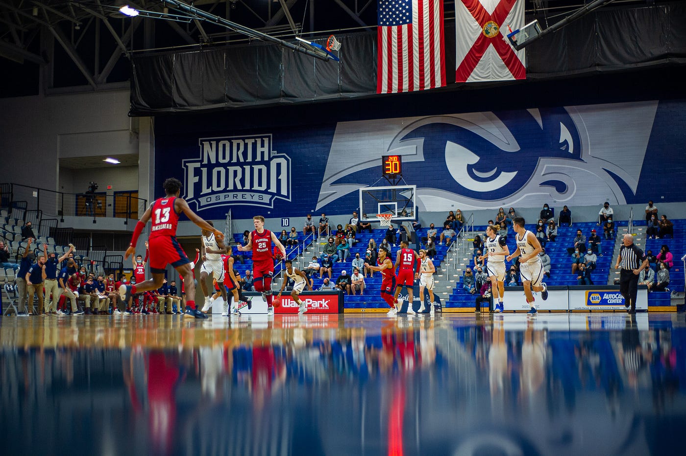 UNF Ospreys Men’s Basketball playing the FAU Owls on December 7, 2020