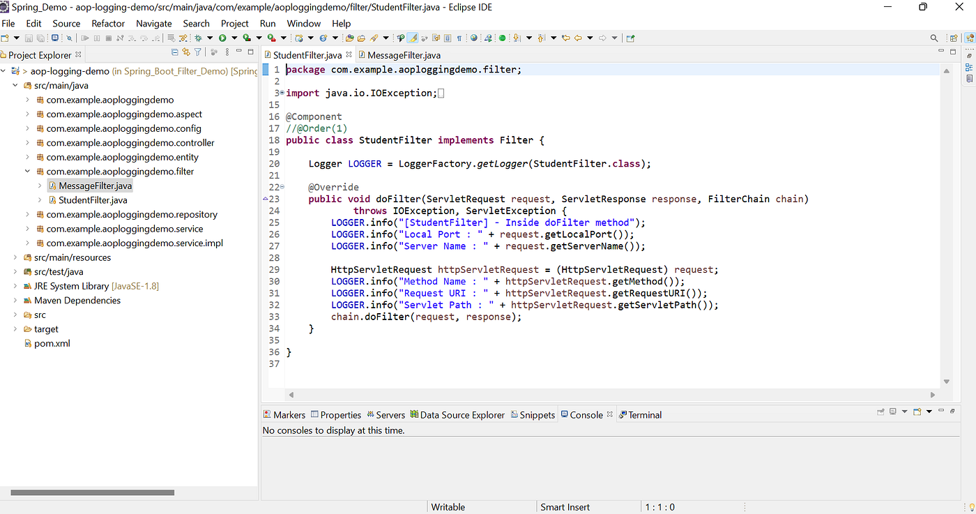 Spring Boot Filter Example. How to add a filter in spring boot. by
