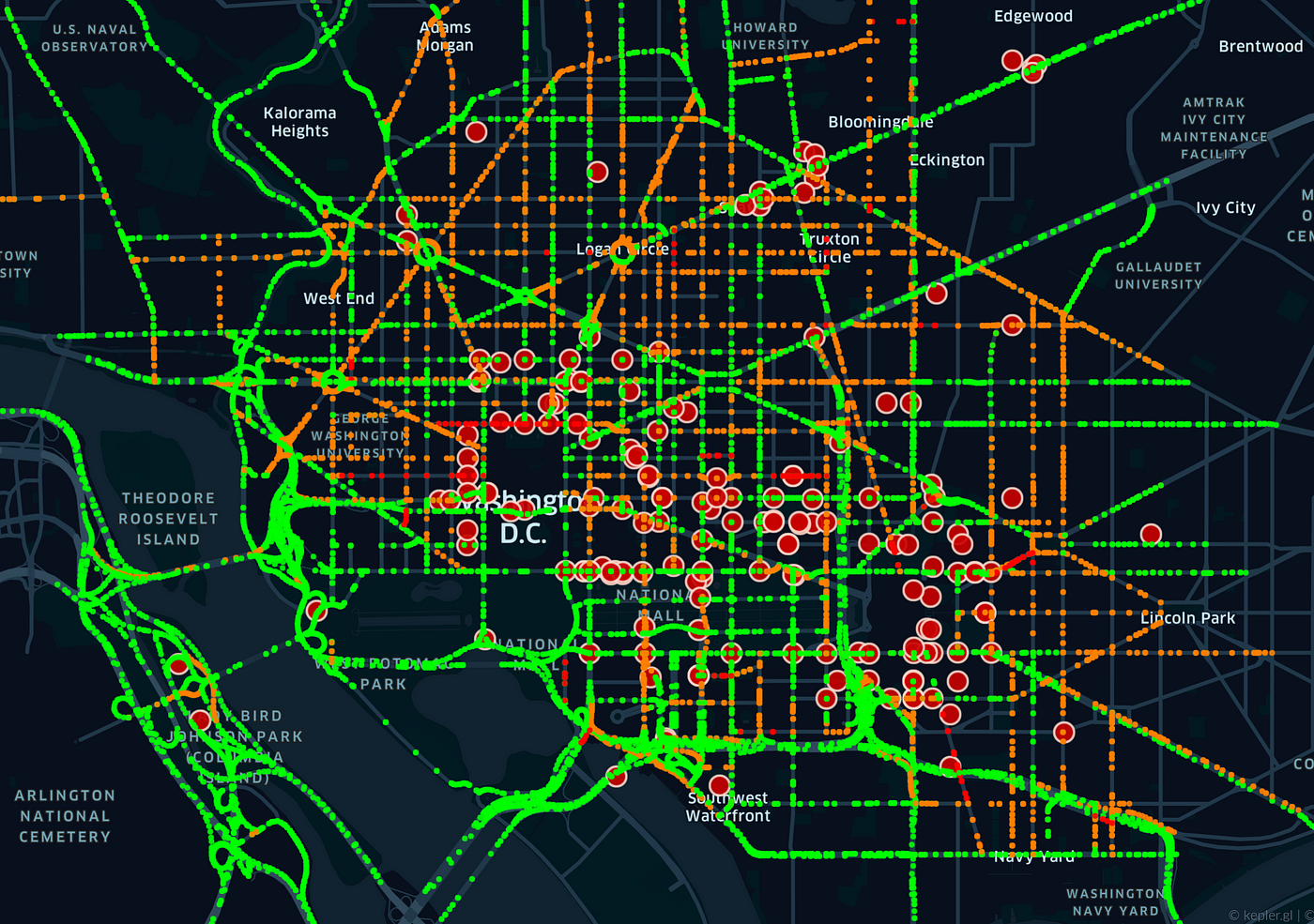 Real Time Traffic Map Visualizing Dc Real-Time Traffic During The Curfew After Riots | By Skanda  Vivek | Towards Data Science