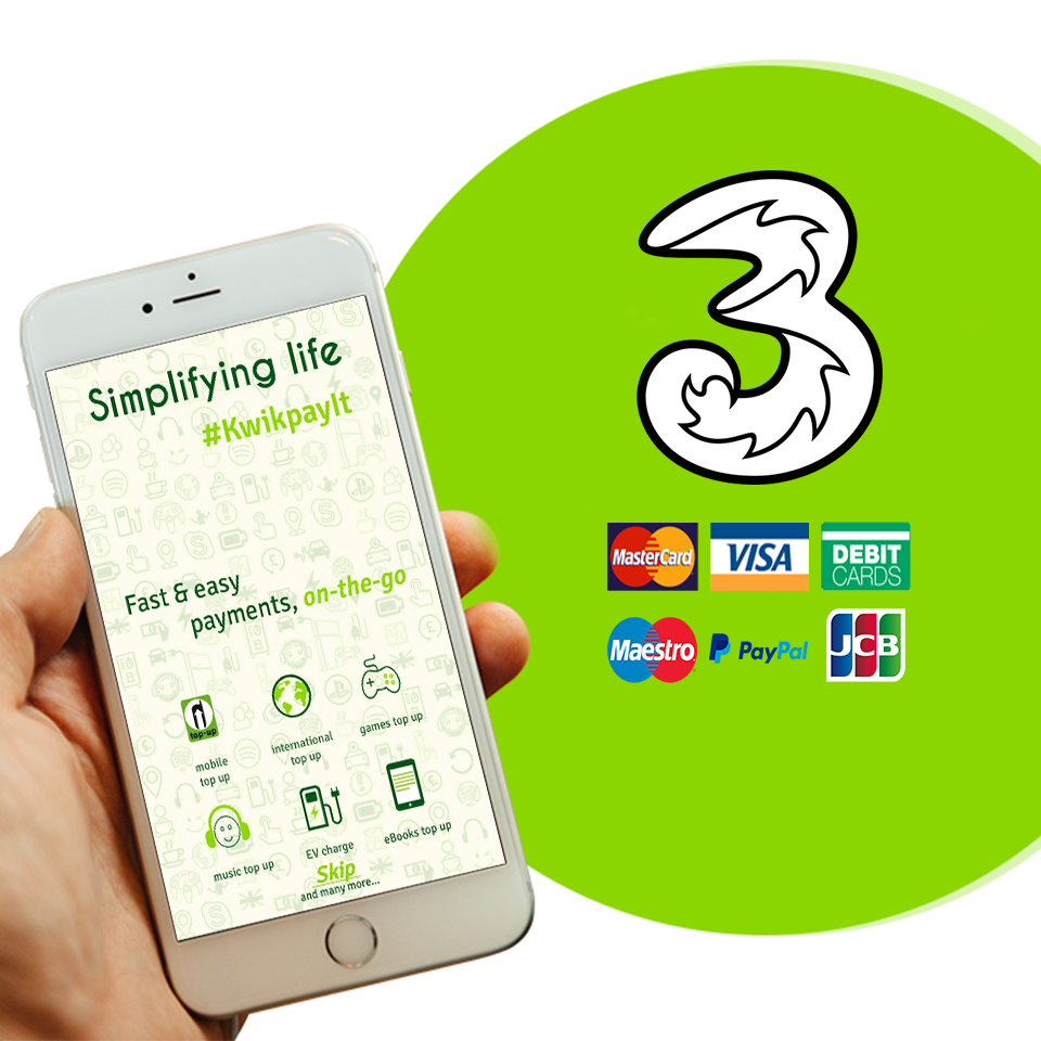 Top up your and your dear one’s Three (3) mobile anytime, anywhere