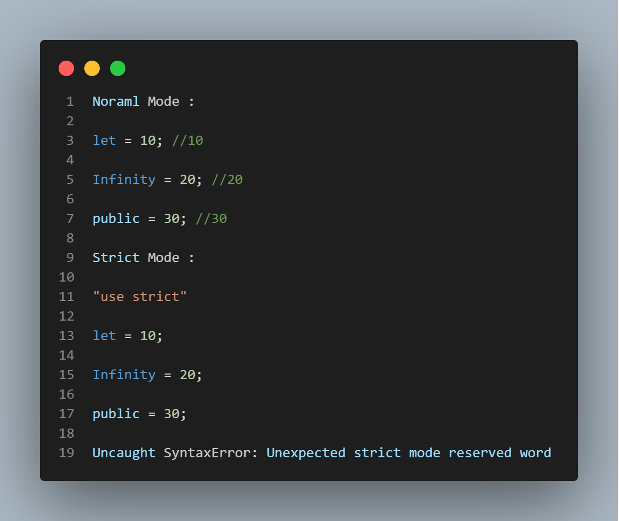 Use Strict in javascript. converting mistakes into errors by