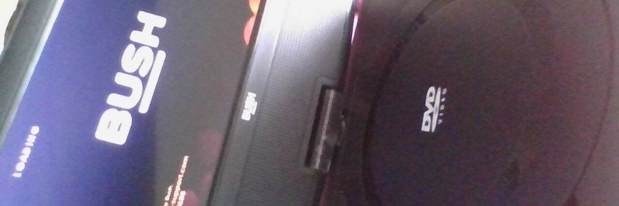 The front of a portable DVD player