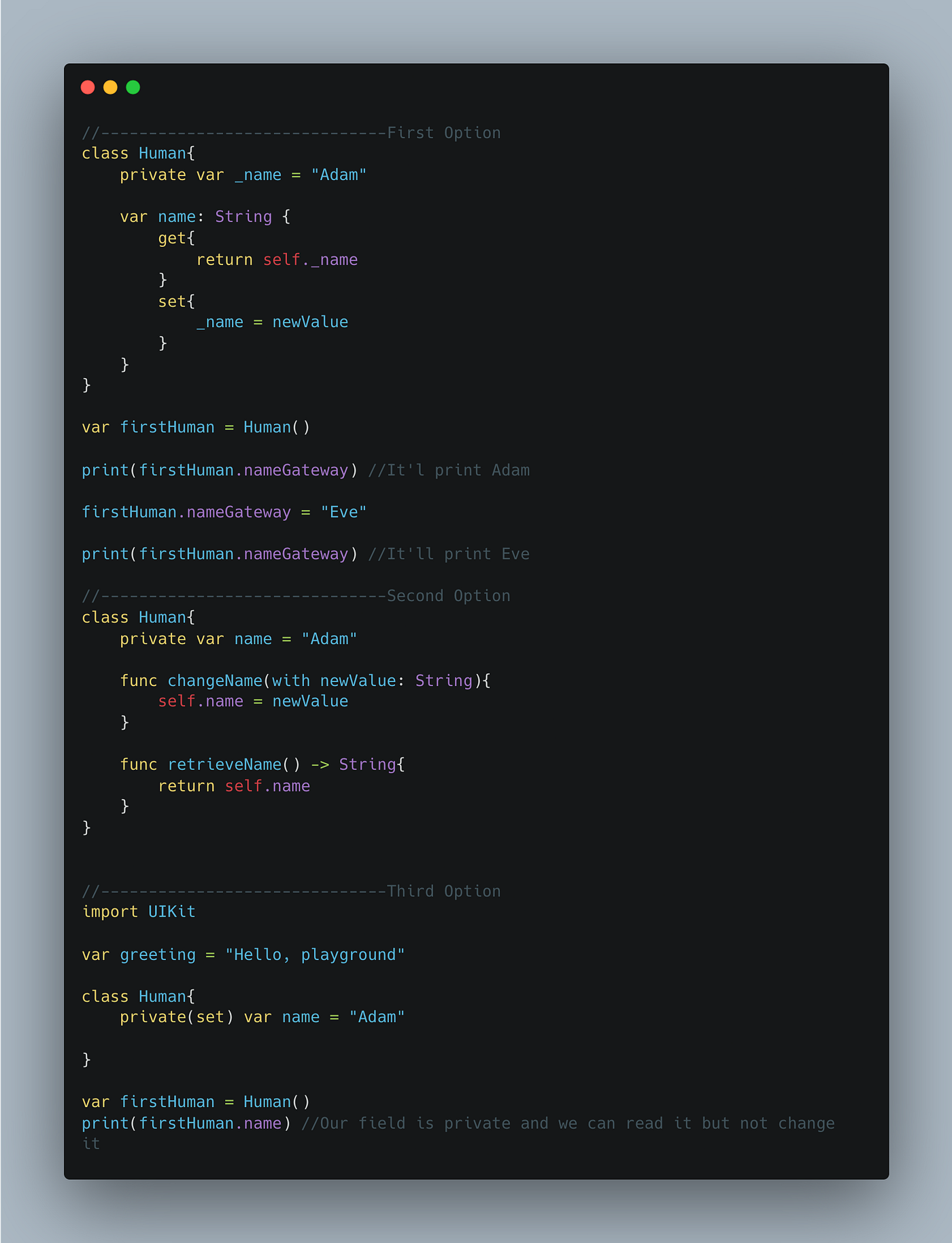 Getters and setters in Swift Lang by one is not safe Sep, 2022 Medium