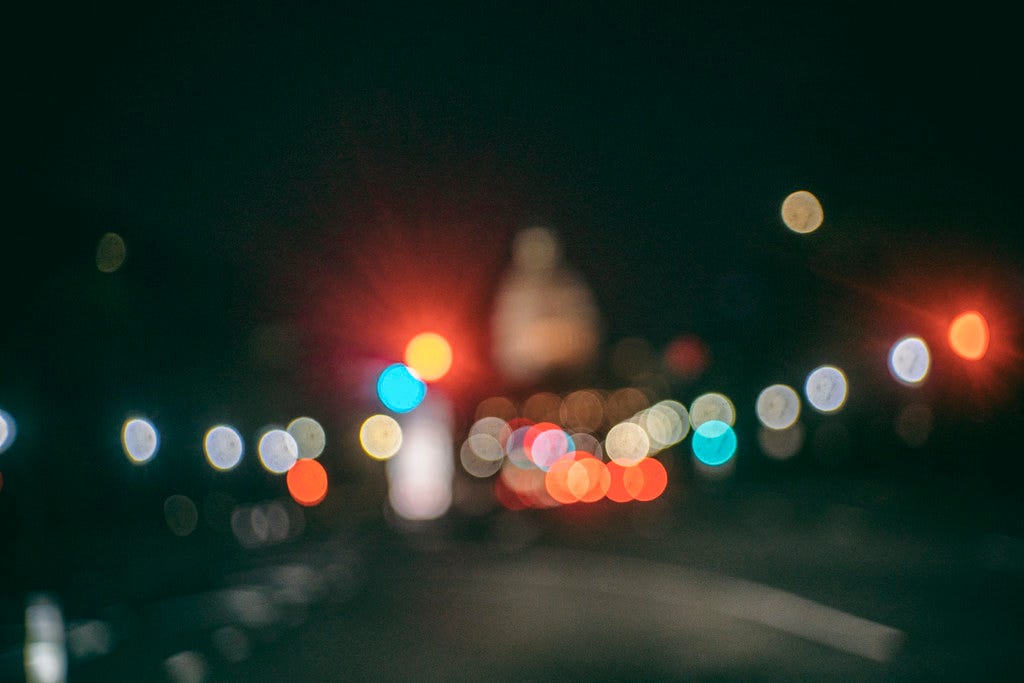 An out of focus image of the US capitol