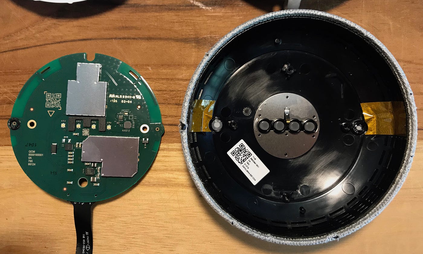 Google Home Mini teardown comparison to Echo Dot and 