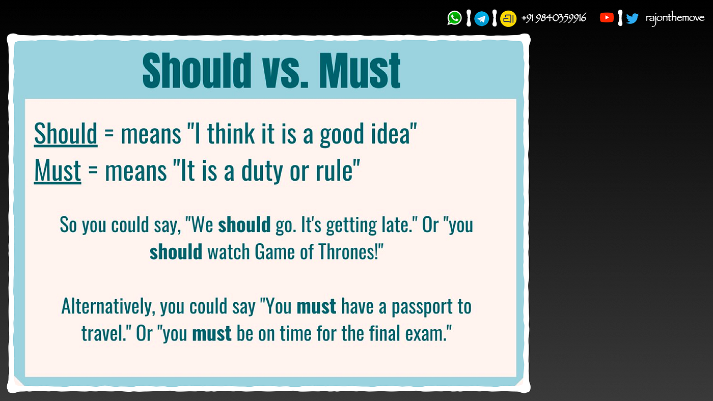 Should Or Must Quotidian 415 By Rajendran Dandapani Quotidians From Rajendran Dandapani Medium