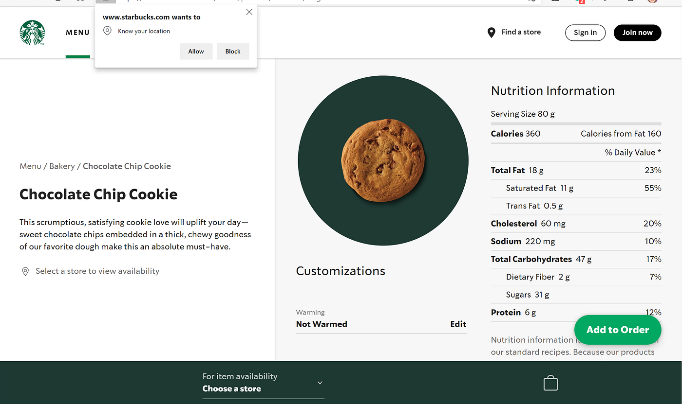 Starbucks cookies alert is just clever UI marketing | by Amanda Stauffer |  Bootcamp